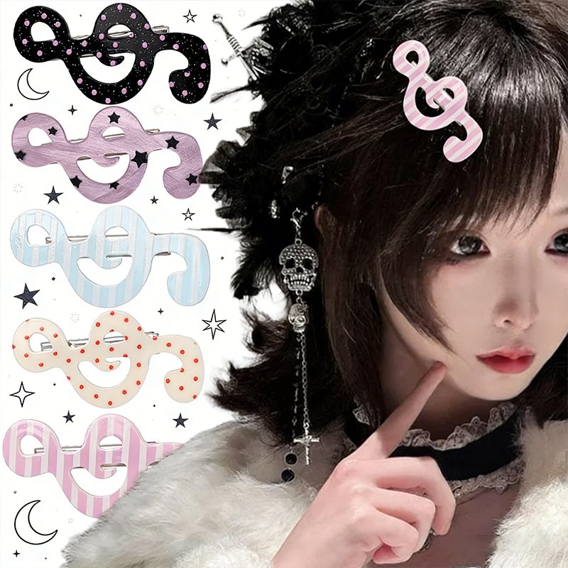 Musical Instrument Symbols - Fashion Striped Star Musical Symbol Barrettes