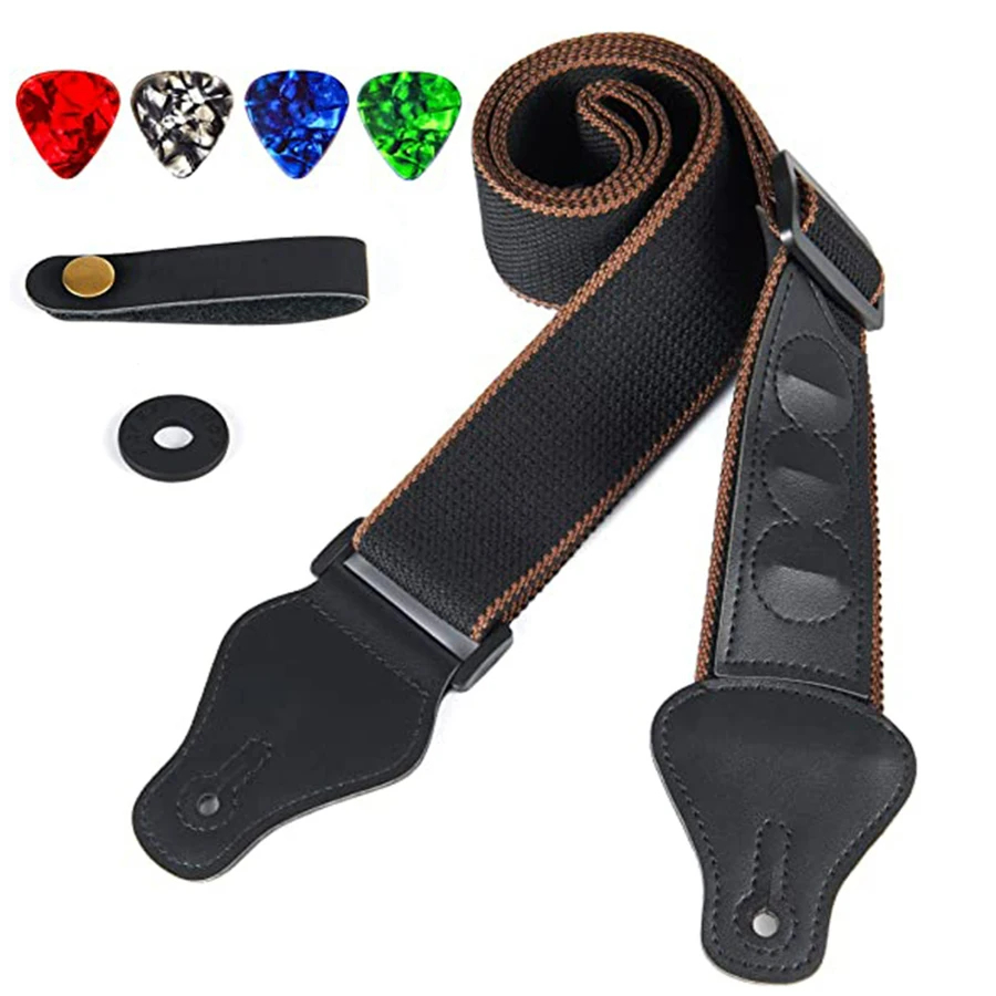 7Pcs/Set Guitar Strap Black PU - Musical Instrument Ukulele 리뷰 및 가격