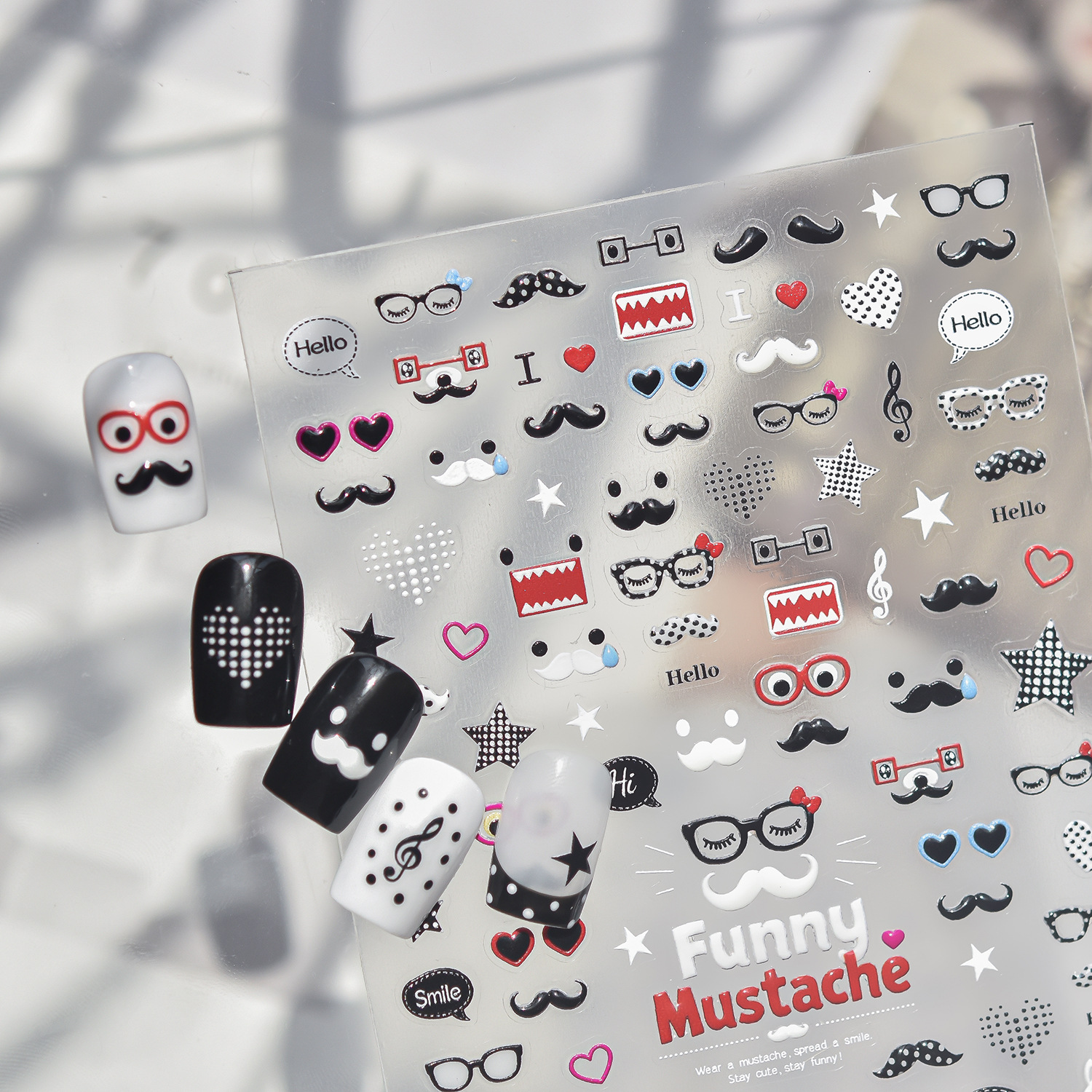 Fun Cartoon 5D Nail Decals Bla - Musical Instrument Symbols 리뷰 및 가격