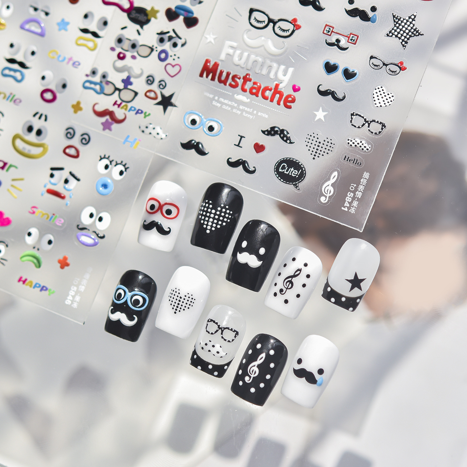 Fun Cartoon 5D Nail Decals Bla - Musical Instrument Symbols 리뷰 및 가격