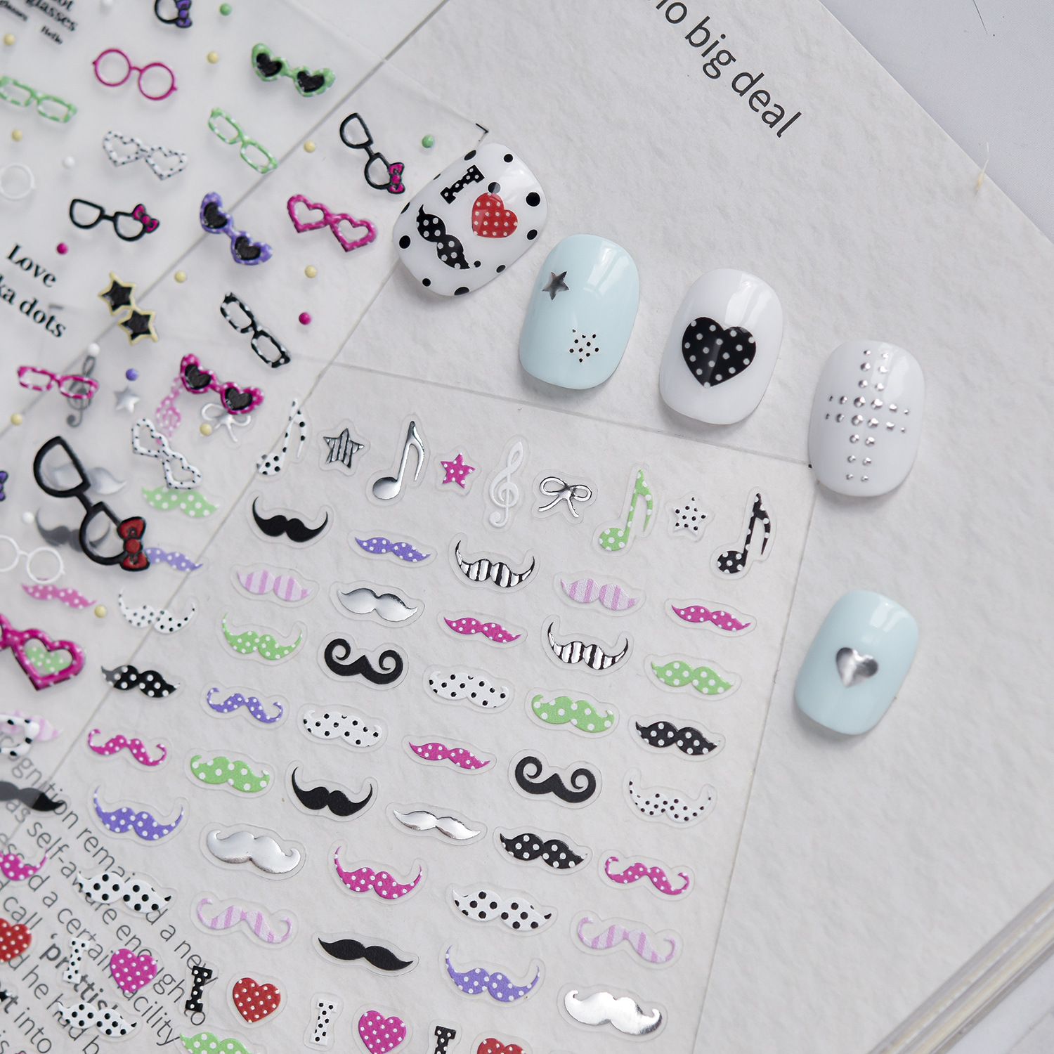 Fun Cartoon 5D Nail Decals Bla - Musical Instrument Symbols 리뷰 및 가격