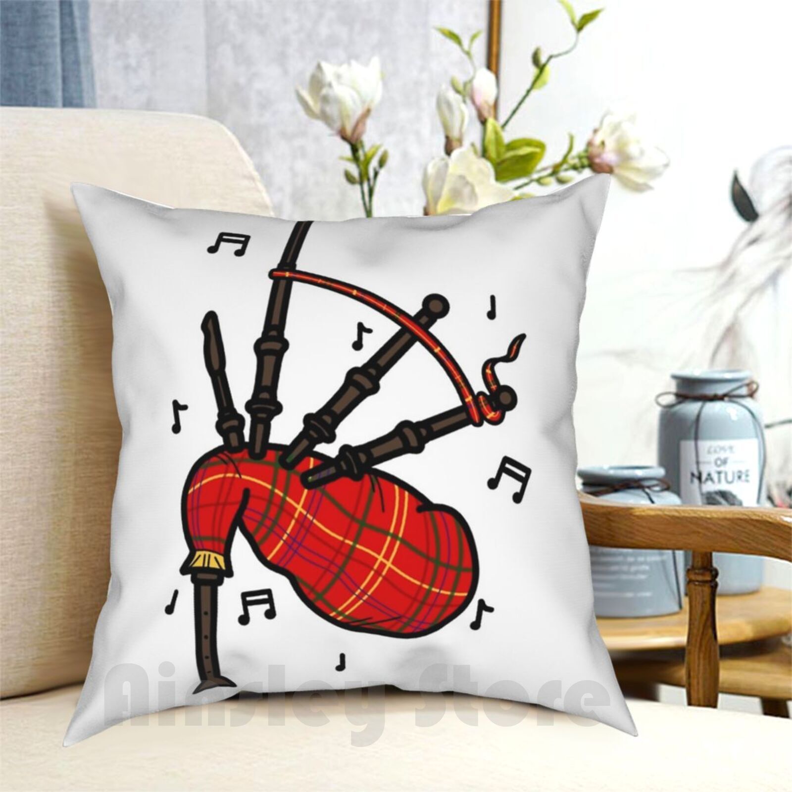 Bagpipes Pillow Case Printed H - Musical Instrument Of Scotland 리뷰 및 가격