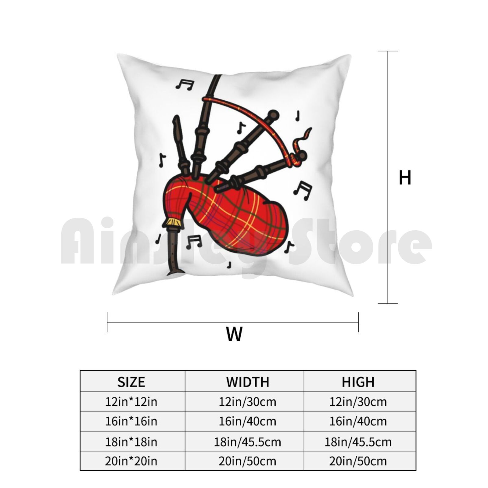 Bagpipes Pillow Case Printed H - Musical Instrument Of Scotland 리뷰 및 가격