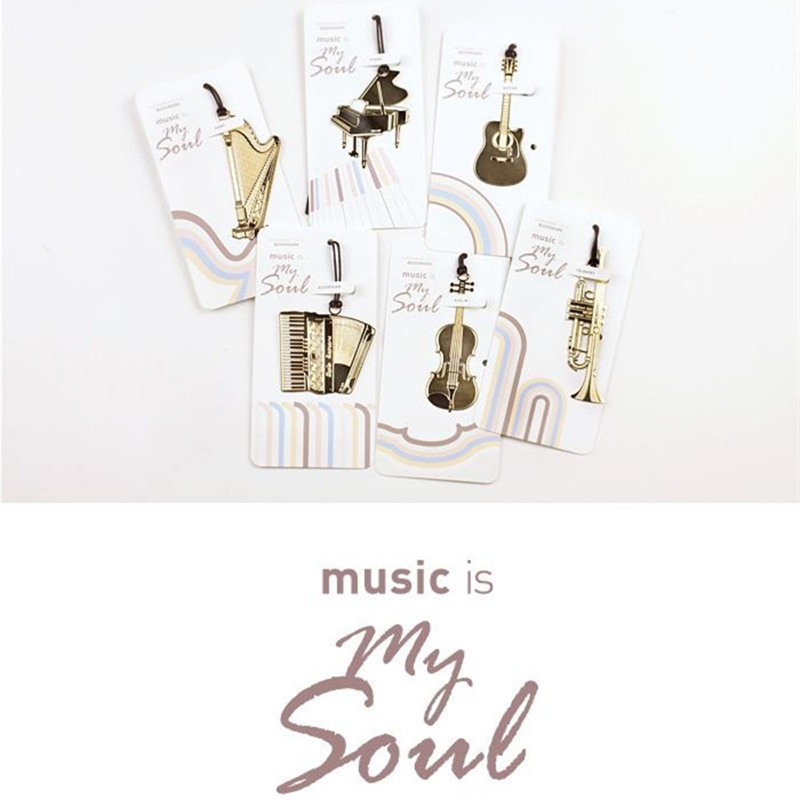 6pcs Music Metal Bookmark Gold - Musical Instrument Symbols 리뷰 및 가격