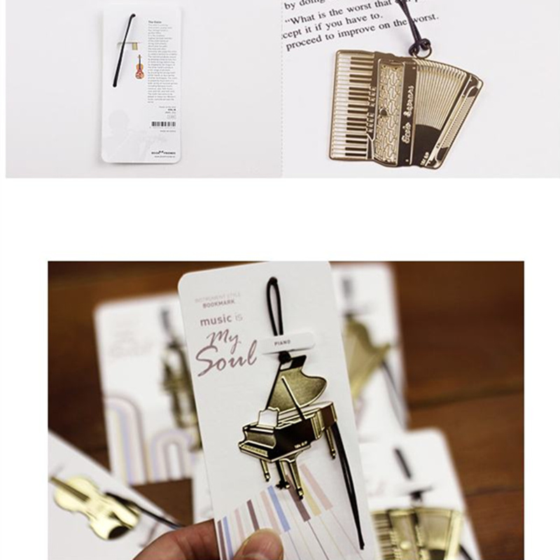 6pcs Music Metal Bookmark Gold - Musical Instrument Symbols 리뷰 및 가격